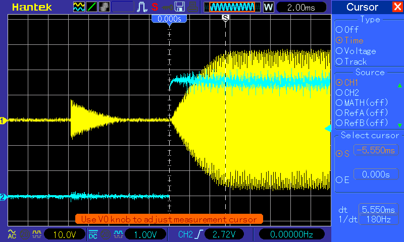 Faulty key down waveform