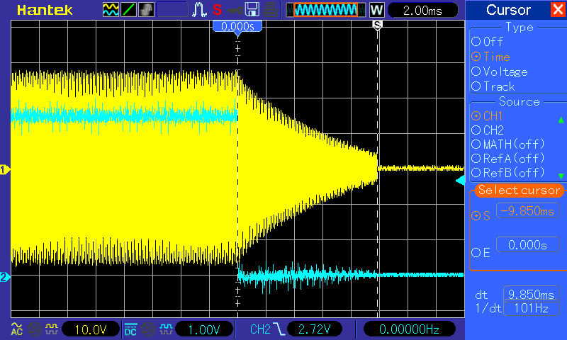 Faulty key up waveform